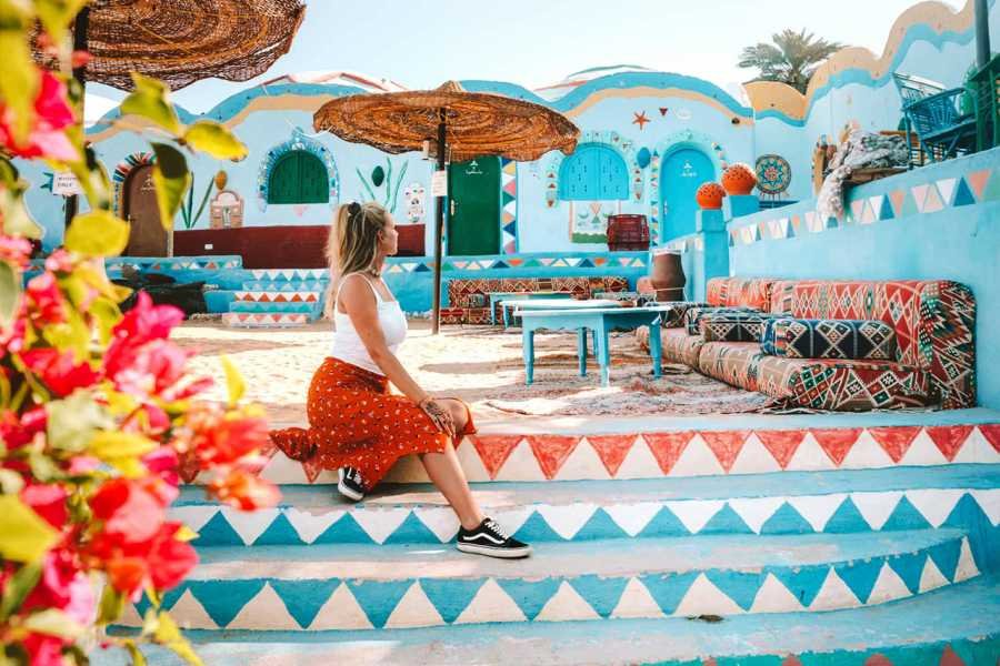 Aswan Day Tour: Traditional Nubian Village near Aswan with colorful houses and Nile views