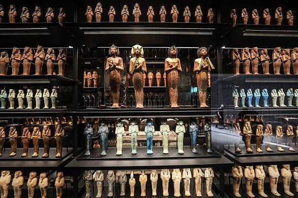 Grand Egyptian Museum near Giza displaying ancient Egyptian statues and artifacts