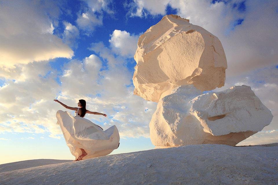 Surreal rock formations in Egypt’s White Desert.
