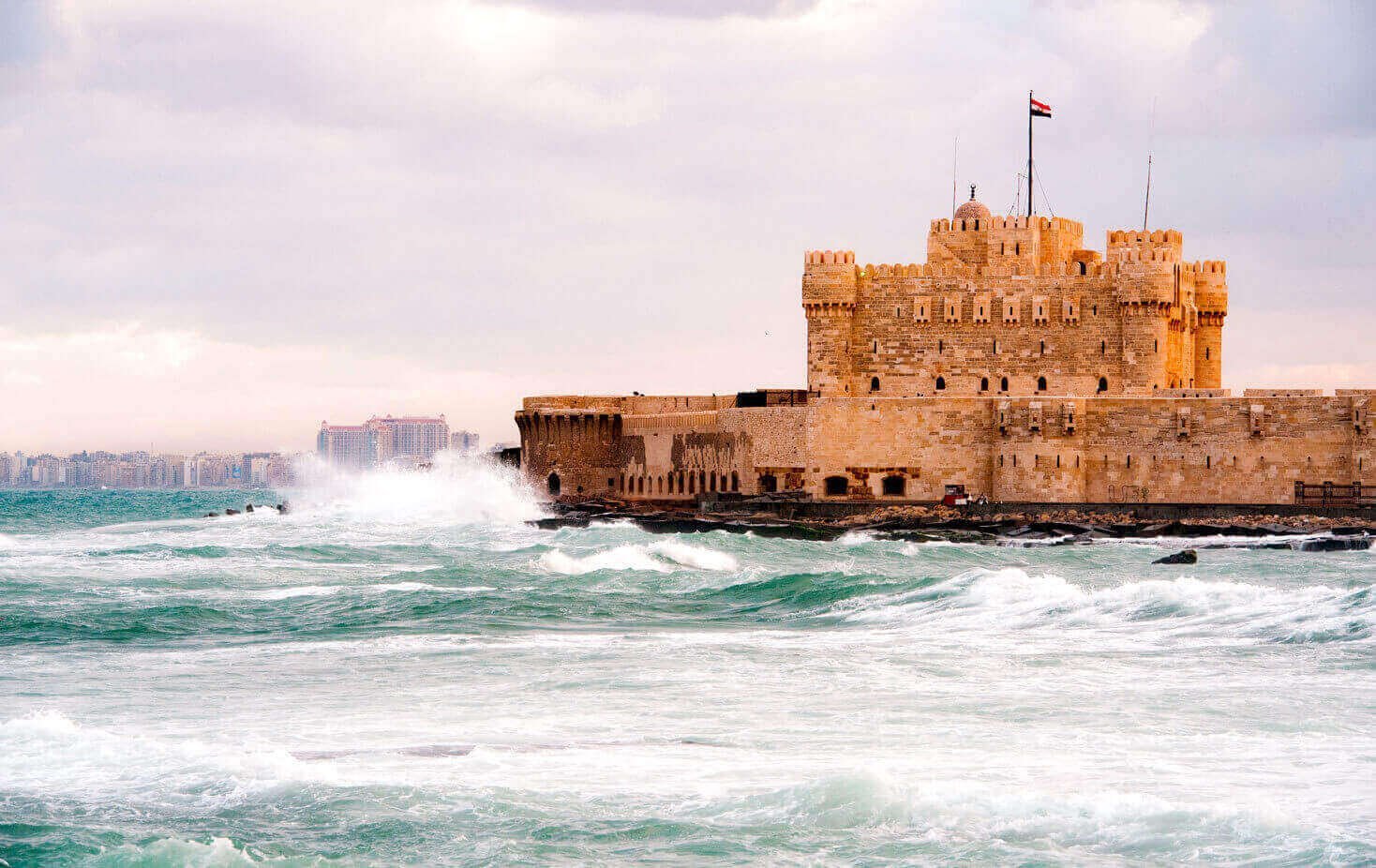 Qaitbay Citadel overlooking the Mediterranean Sea in Alexandria