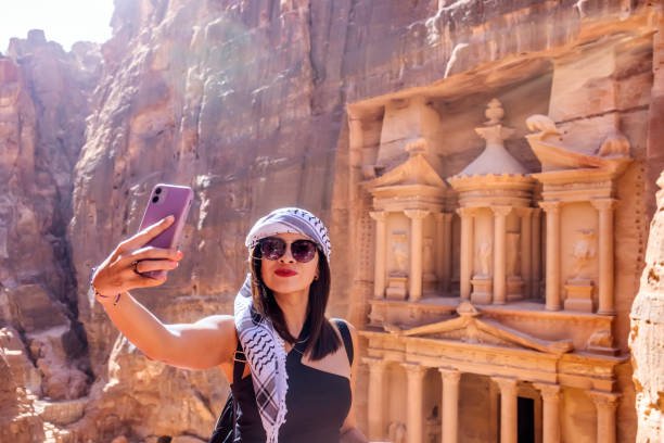 Pyramids of Giza, Red Sea beach in Sharm El Sheikh, and Petra Treasury on a 10-day budget tour.