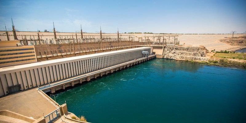 Aswan High Dam on the Nile River in Egypt