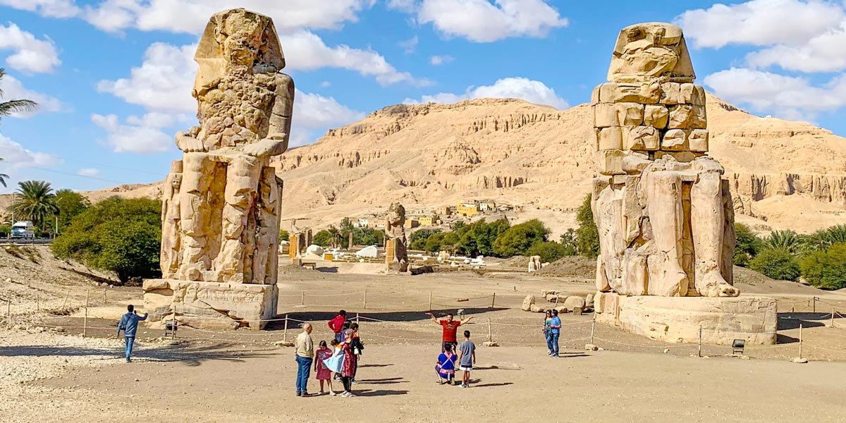 Colossi of Memnon statues in Luxor Egypt