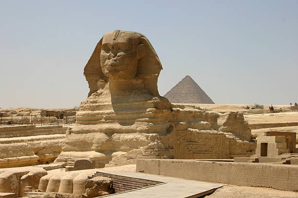 The Great Sphinx monument on the Giza Plateau in Cairo