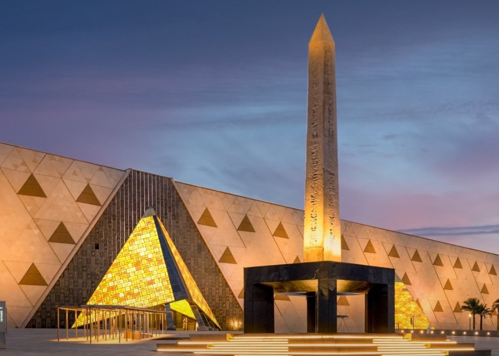 The Grand Egyptian Museum displays thousands of ancient Egyptian artifacts and is a key stop on this 6-day Cairo discovery tour.