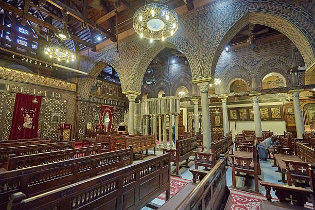 interior shot of The Hanging Church in Coptic Cairo, Egypt, Arabia, Africa.